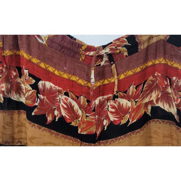 Cotton Zone Brown Black Floral Print Pants Large Lightweight Drawstring Waist - Picture 2 of 4